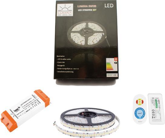 Lumina Swiss Kit de bandes LED 5m UHD Super-Bright Froid Deluxe (Blanc froid, 500 cm, Intérieur)