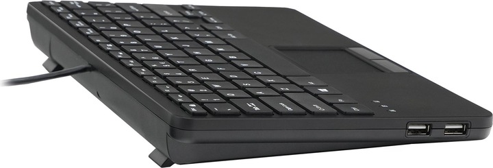 Actual product image Perixx PERIBOARD-525 EN B, wired mini USB keyboard with touchpad, scissor keys, 2 integrated USB ports (DE, Cable)
