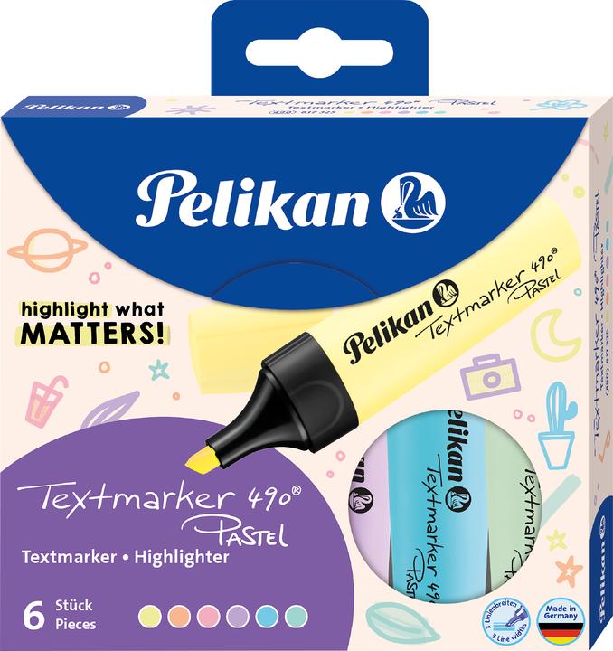 Pelikan 817325 Marker (e) Chisel (6 pastel colours, 5 mm, 6 x)