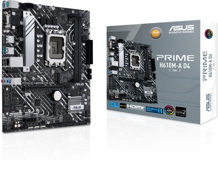 Productafbeelding ASUS PRIME H610M-A D4-CSM (LGA 1700, Intel H610M, mATX)