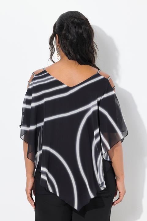 Produktbild Ulla Popken Bluse, doppellagig, Zipfelsaum, V-Ausschnitt, Halbarm (50, 52)