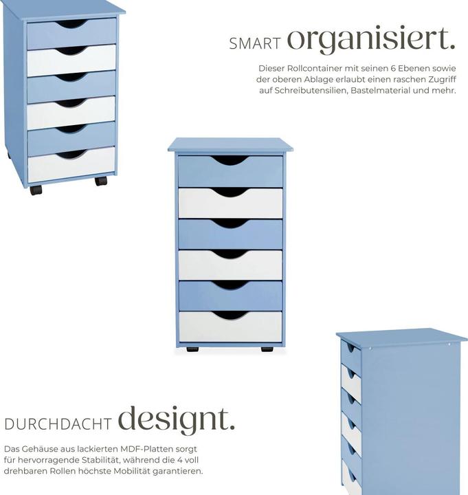 Produktbild tectake Rollcontainer (36 x 40 x 65 cm)