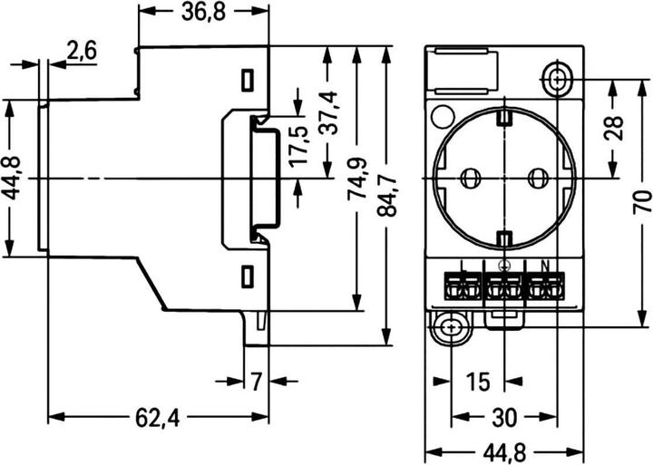Produktbild Wago Schaltschrank-Steckdose 709-581 lichtgrau