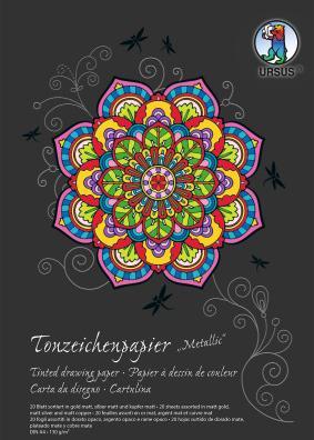 Produktbild Ursus Tonzeichenpapier-Block A4 2134698SE 130g, metallic (assortiert) 20 Blatt (130 g/m², 20x)