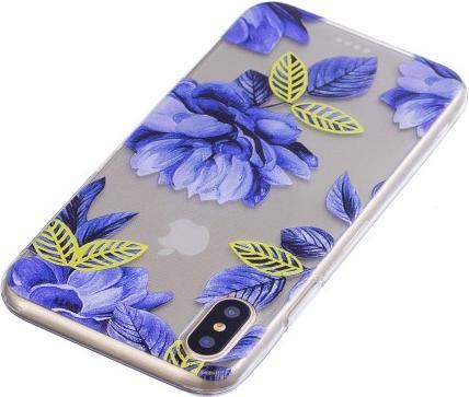 Produktbild Ueli Express iPhone XS / X Super Slim Gummi Schutzhülle Blaue Blüten (Apple iPhone XS, Apple iPhone X)