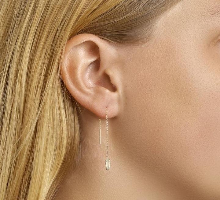 Produktbild Marie Celeste End -Trekoorbellen Veer - Gold (14 Karat Gelbgold)