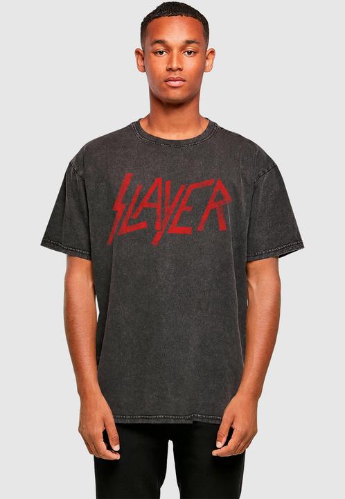 Produktbild Merchcode Slayer - Distressed Logo Acid Washed Oversize Tee - 170463 (S)