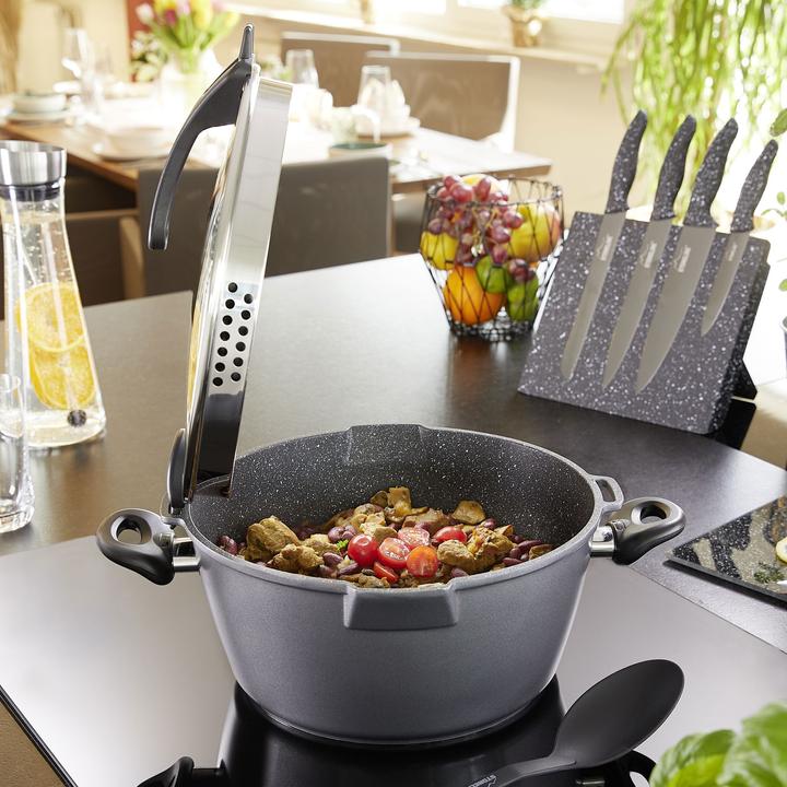 Produktbild Stoneline FUTURE Kochtopf 28 cm, mit Siebglasdeckel (Kochtopf, Aluminiumguss)