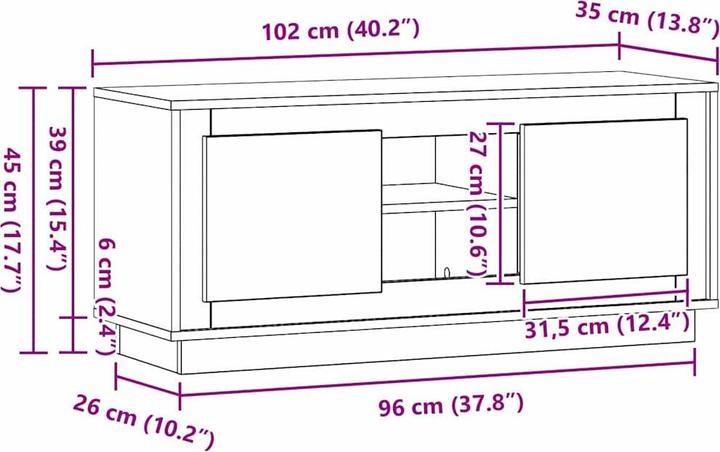 Produktbild vidaXL TV-Schränk (35 x 102 x 45 cm)