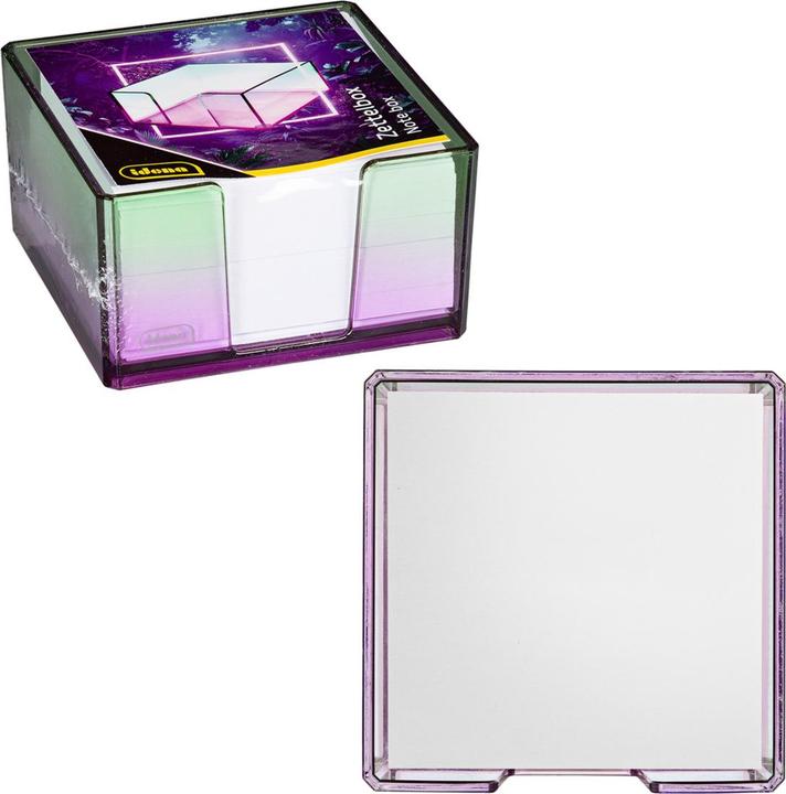 Actual product image Idena Zettelbox Bicolor Acryl 450 Blatt 80g/m² pink/grün 103x103x57mm (103 x 103 mm)