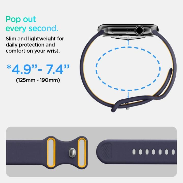 Produktbild Spigen - Nano Pop - Apple Watch 1/2/3/4/5/6/7/8/9/10/SE/SE 2 (38/40/41/42mm) - Blueberry Navy (42 mm, Plastic, Silicon, Silicone)