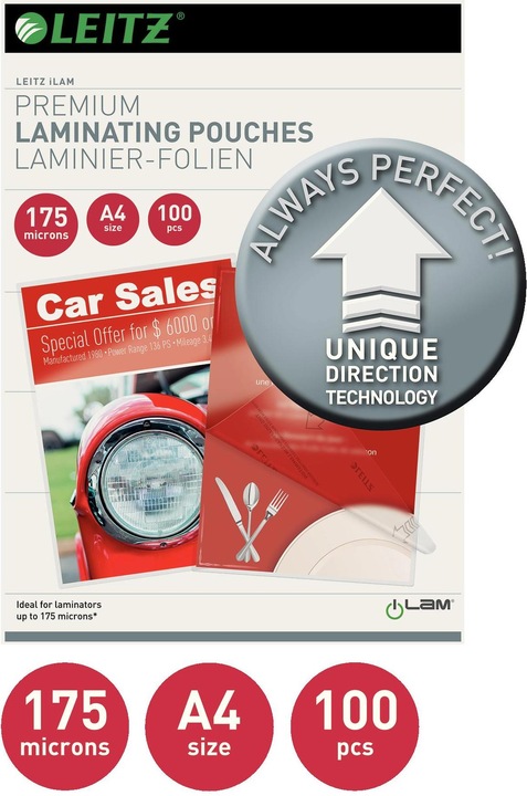 Productafbeelding Leitz Lamineerfilm (A4, 100 Stuk, 175 µm)