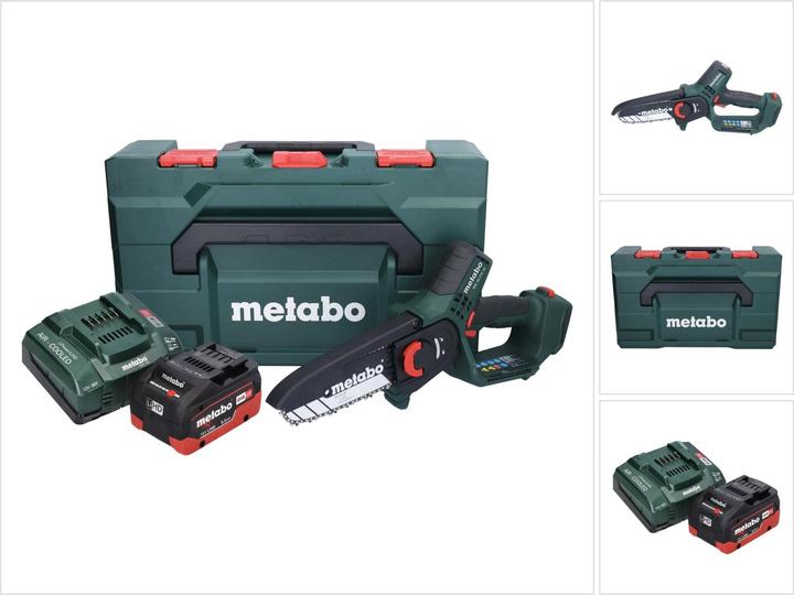 Produktbild Metabo MS 18 LTX 15 Akku Gehölzsäge 18 V 15 cm 5 m/s + 1x Akku 5,5 Ah + Ladegerät + metaBOX (Akku Kettensäge)