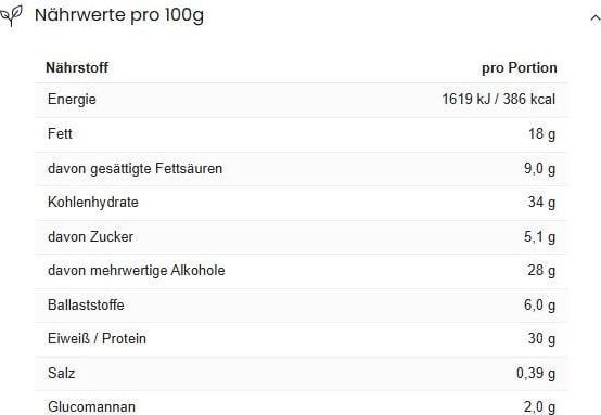 Nährwerte und Zutaten More Nutrition Protein Satisbites (600 g, 12 Stk.)