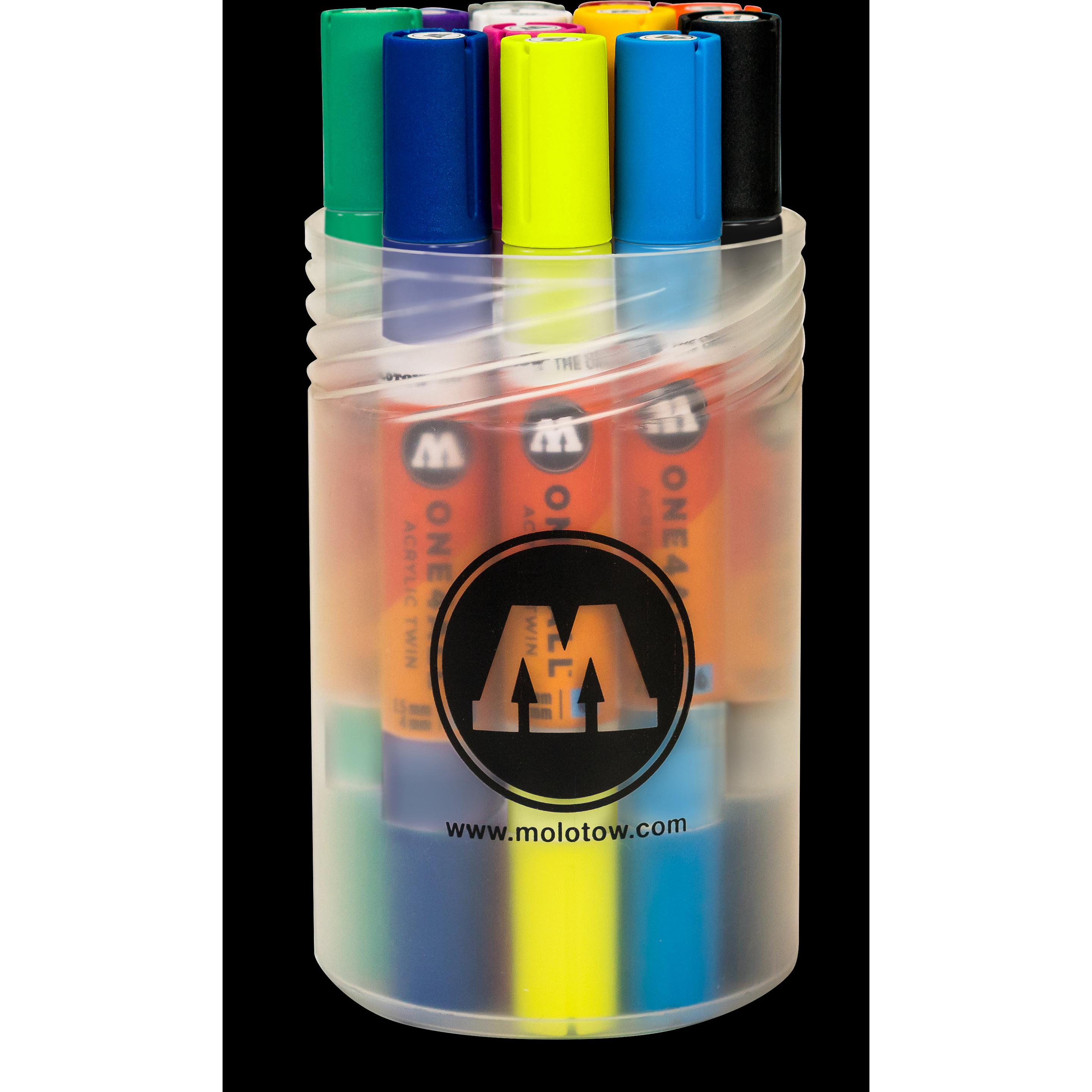 Thumbnail - Molotow, Marker, Permanentmarker One4All Acrylic Twin Basic-Set 1 1,5 und 4mm VE=12 Stück Stiftebox (Sortiert, 4 mm, 12 ...