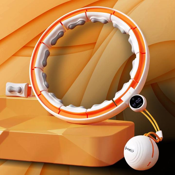 Image du produit HMS Hhm21 Hula Hoop Blanc/Orange Avec Aimants Tpe Patte Et Poids + Compteur (90 cm, 800 g)