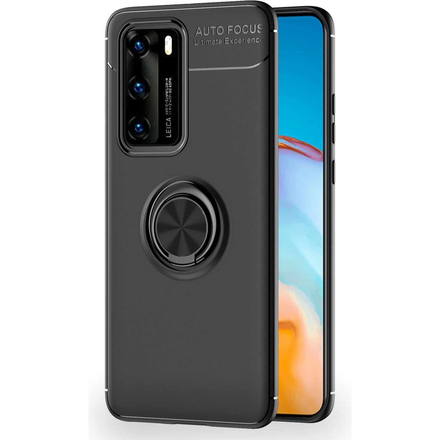 Nalia Ring Hülle (Huawei P40), Smartphone Hülle, Schwarz