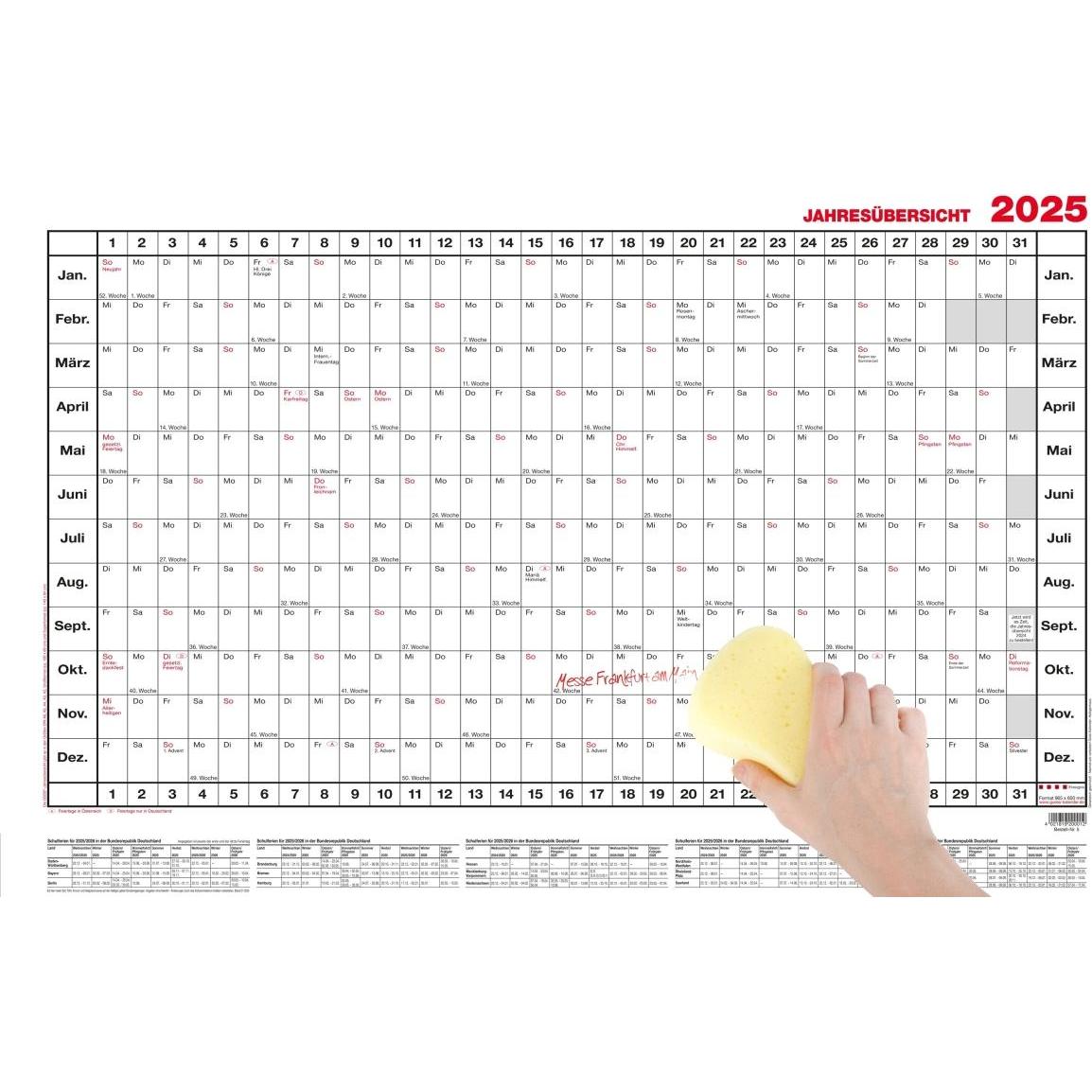 Güss, Agenda, Jahresübersicht A1 12 Monate abwischbar Kalendarium 2025