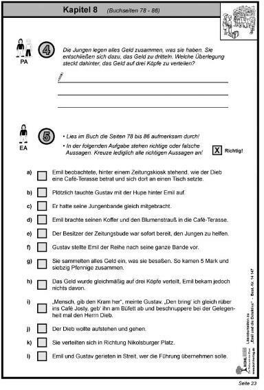 Produktbild Emil und die Detektive / Literaturseiten (Deutsch, Lynn-Sven Kohl, Moritz Kohl Quast, 2007)