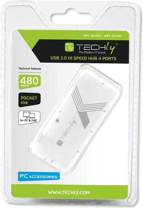 Actual product image Techly IUSB2-HUB4-WHTY (USB-A, 4 ports)
