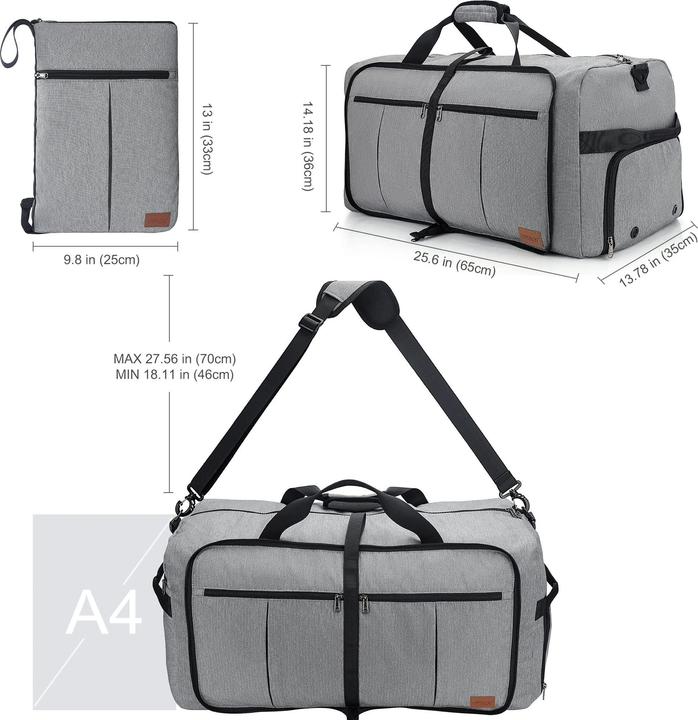 Produktbild Only-Bags.Store Faltbare Reisetasche grosse Weekender-Übernachtungstasche mit Schuhfach, wasserdicht/Sporttasche (80 l)