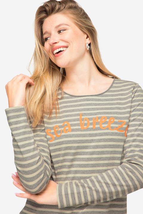 Produktbild Laurasøn Ringelshirt, Regular Fit, Statement Print, Rundhals, Langarm, OEKO-TEX (L)