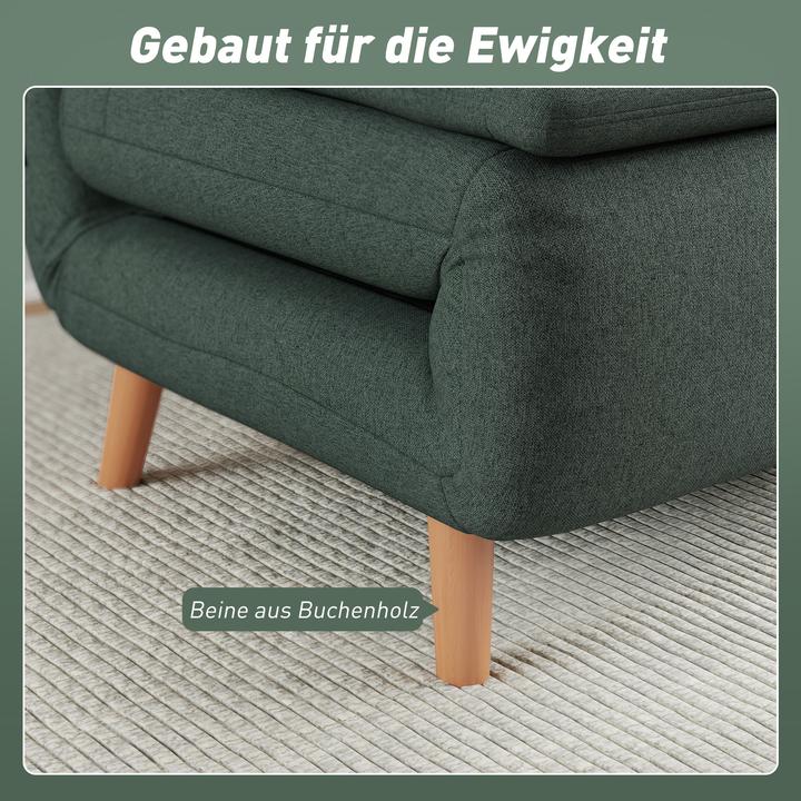 Produktbild Homcom Schlafsessel Polyester, Buchenholz Dunkelgrün
