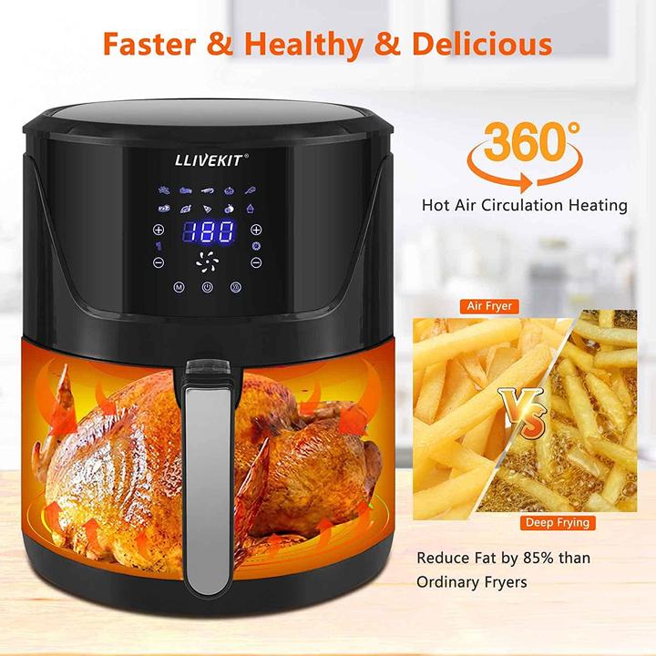 Immagine prodotto Llivekit Friggitrice ad aria calda XXL 5L, nero e argento