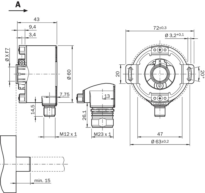 Immagine prodotto Sick AFS//AFM60 SSI Series Absolute Encoder, 4096 ppr, SSI Signal, 15mm Shaft