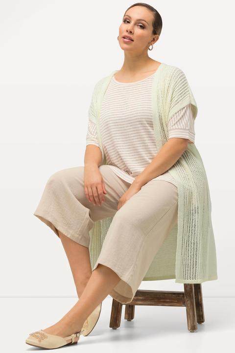 Actual product image Ulla Popken Cap Sleeve Openwork Longline Cardigan (42, 44)