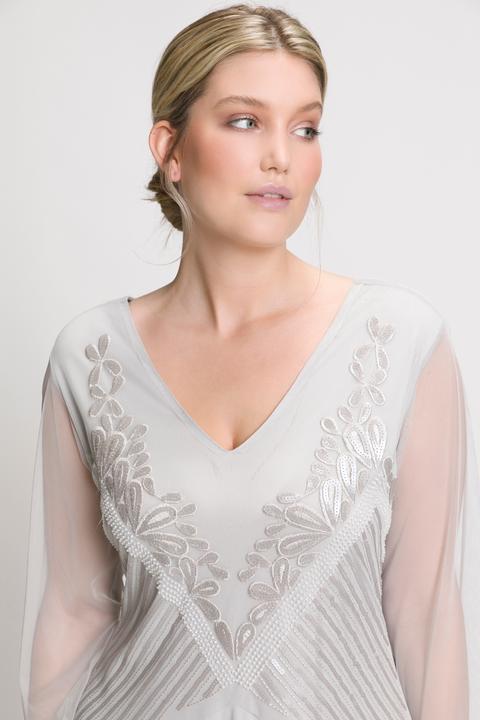 Immagine prodotto Ulla Popken Abito da sera con ricami con perline, scollo a V e maniche a 3/4 (56)