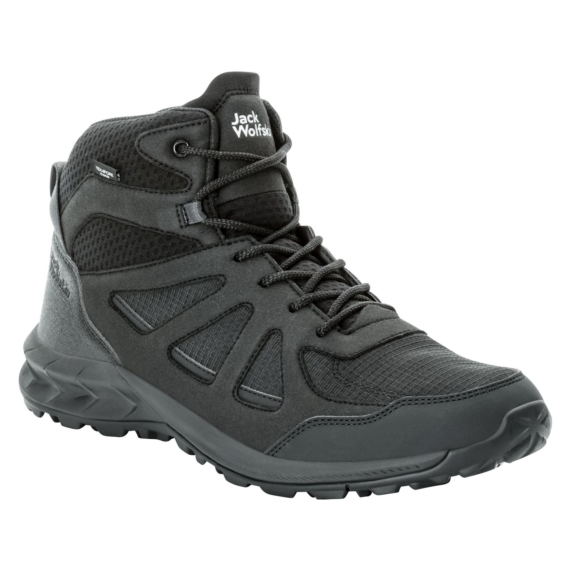 Jack Wolfskin, Herren, Wanderschuhe, Woodland 2 Texapore Mid M (41), Schwarz