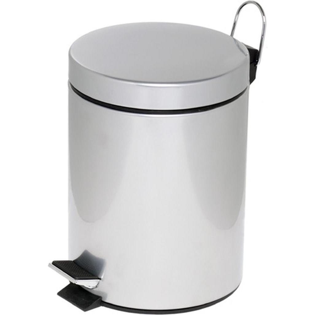 Alco Tretabfalleimer 20,5x28,5 cm (ØxH) 5l Stahl/Kunststoff silber, Abfalleimer, Silber