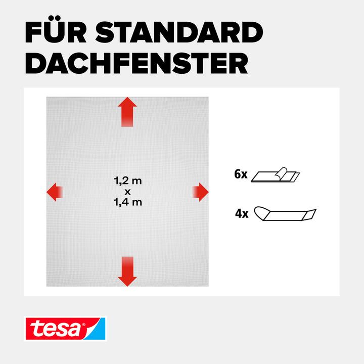 Actual product image tesa COMFORT insect screen for roof windows, with Velcro tape, self-adhesive, without drilling (120 x 140 cm)