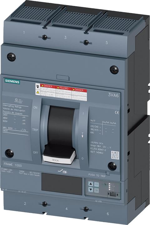 Actual product image Siemens Circuit-breaker 3VA6 UL Frame 800 Switching capacity class C 100kA @ 480 V 3-pole 3VA65607KQ362AA0
