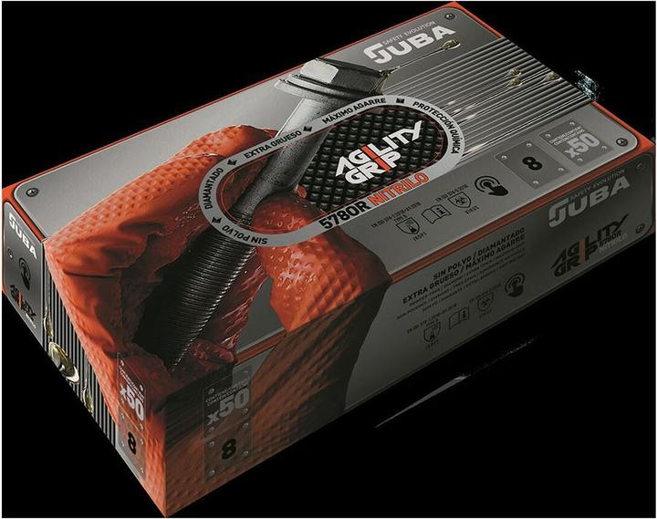 Actual product image Juba Agility Grip Orange Nitrile Powder-Free Gloves (11)