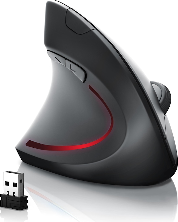 CSL ergonomic mouse, wireless, optical wireless left-handed vertical mouse, against mouse arm/tennis arm (Wireless)