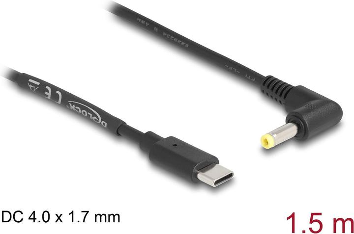 Image du produit Delock Câble d'alimentation USB Type-C vers DC 4,0 x 1,7 mm mâle gewi (1.50 m)