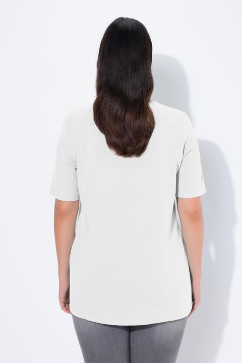 Immagine prodotto Ulla Popken T-shirt dal taglio svasato con scollo rettangolare e mezze maniche (46, 48)
