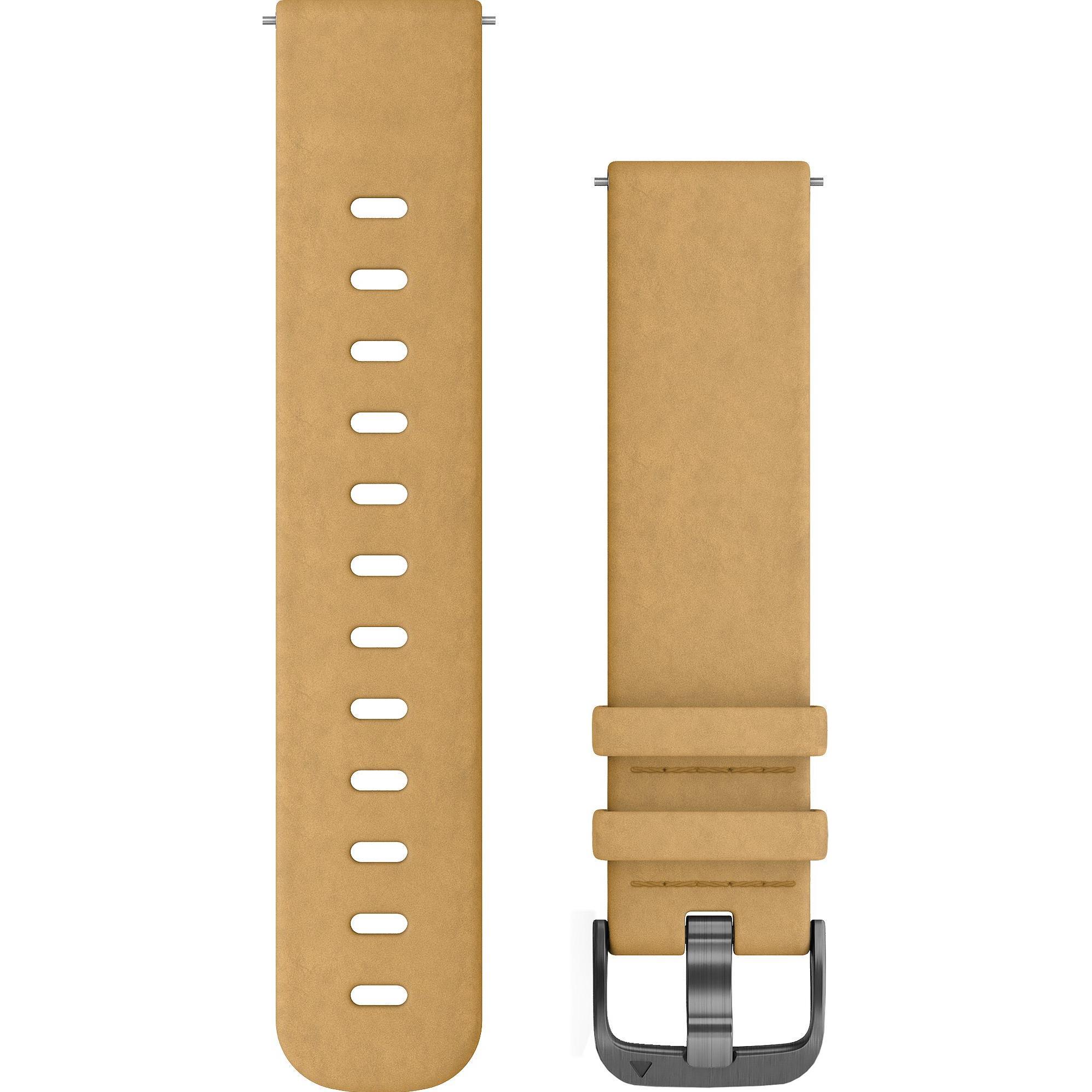 Garmin Schnellwechsel-Armband (20 mm, Veloursleder, Vivoactive 3, Vivomove HR, Forerunner 645), Uhrenarmband, Braun