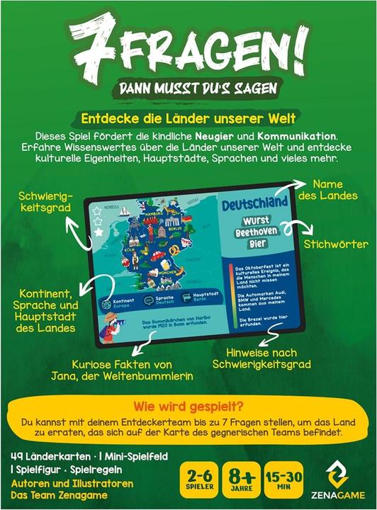 Actual product image Zenagame 7 questions! Countries (German, 2 - 6 Players)