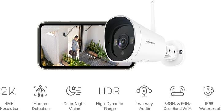 Produktbild Foscam G4C, 2K Starlight WiFi buiten beveiligingscamera (2560 x 1440 Pixels)