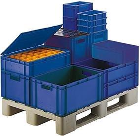 Actual product image kaiserkraft Euro format stacking containers, walls and bottom closed