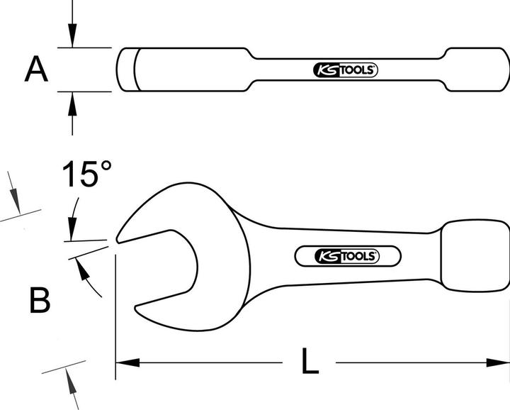 Actual product image KS Tools striking-face open-end wrench (155 mm)