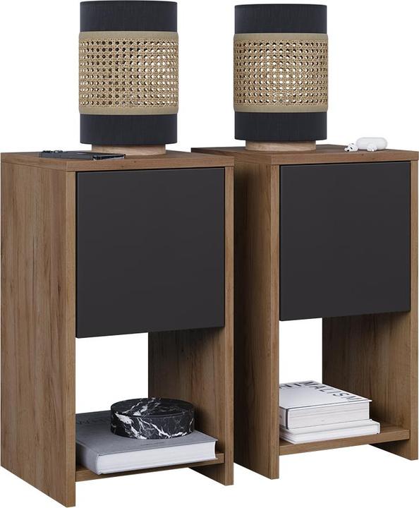 Produktbild Vicco Nachttisch Evo, Goldkraft Eiche/Anthrazit, 2er Set (30 x 55 x 30 cm)