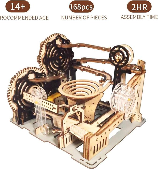 Produktbild The Toy Company 3D Holz Kugelbahn, Murmelbahn Puzzle aus Holz, batteriebetrieben