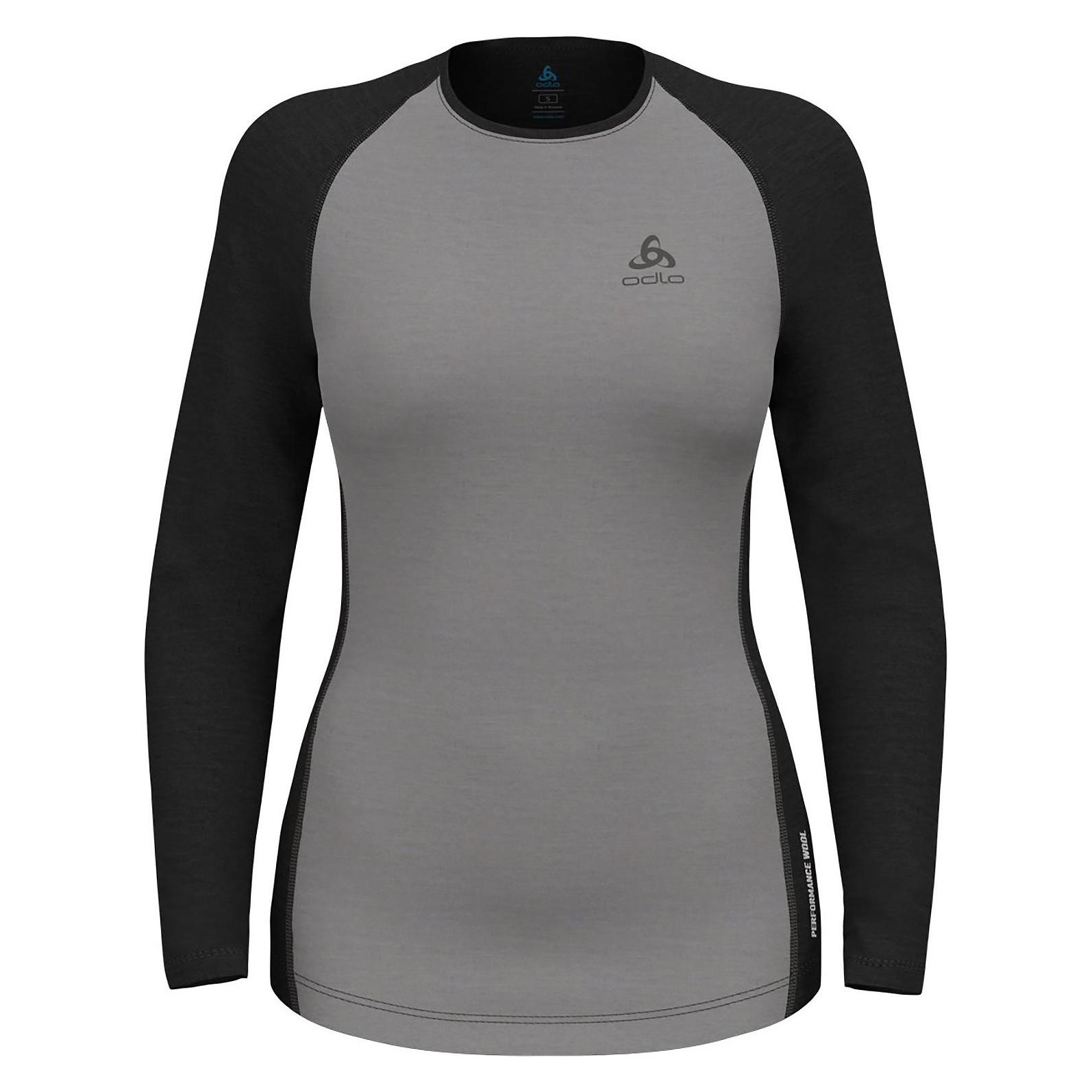Odlo, Damen, Funktionsshirt, Bl Top Crew Neck L/s Natural Performance (Xl), Schwarz, Grau, Xl