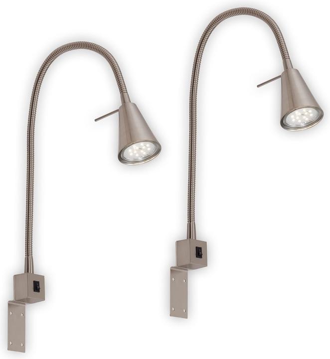 Briloner 2er Set LED Bettleuchte Schlafzimmer Wohnzimmer Matt-Nickel (400 lm, GU10)