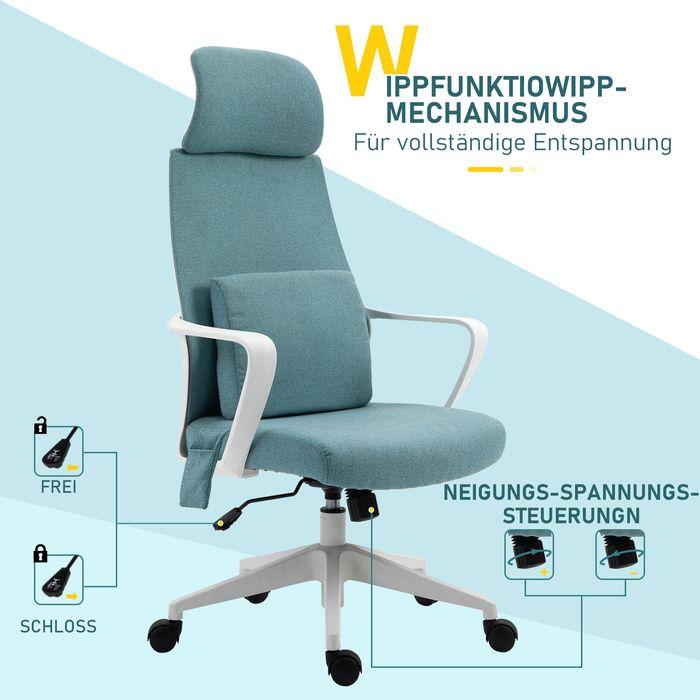 Image du produit Swisshandel24 chaise de bureau ergonomique avec fonction massage chaise de jeu en nylon bleu