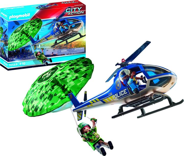 Produktbild Playmobil Polizei-Hubschrauber: Fallschirm-Verfolgung (70569, Playmobil City Life)